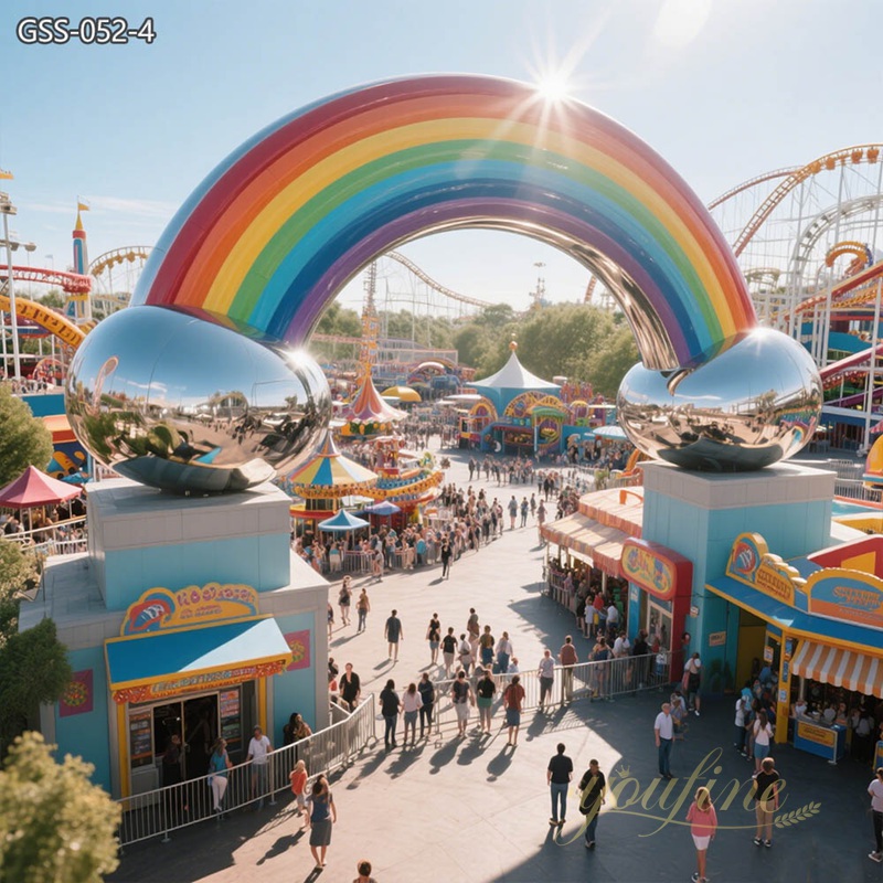stainless steel Rainbow Arch Sculpture for park