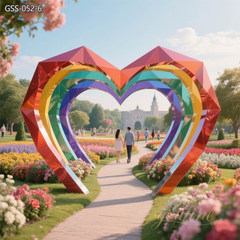 Modern stainless steel love theme Rainbow Arch Sculpture for Public