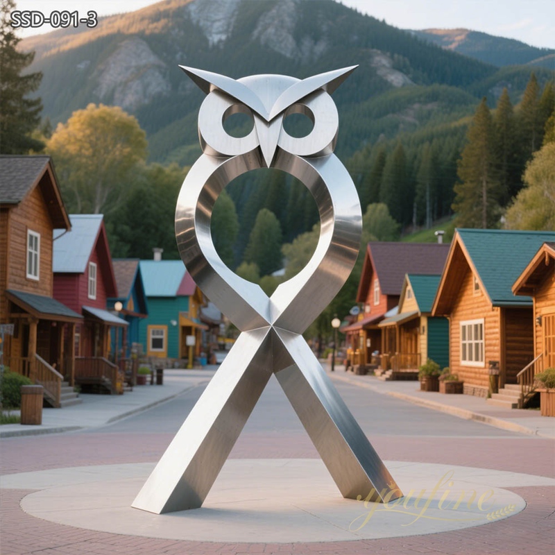 Modern Outdoor Art stainless steel Owl Sculptures
