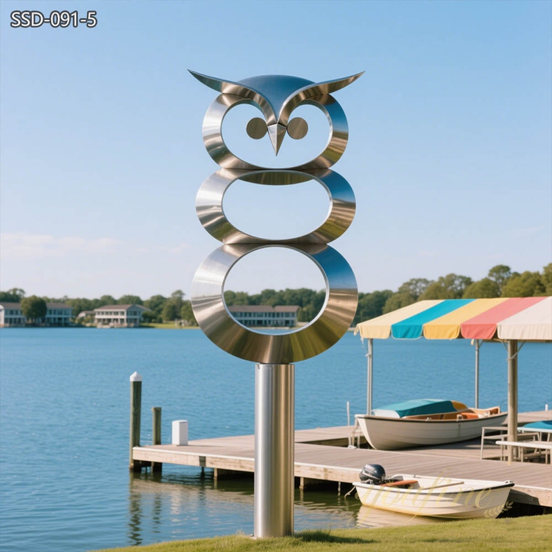 Modern Outdoor WALL Art stainless steel Owl Sculptures