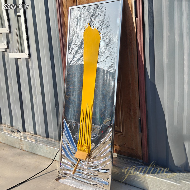 Shiny Yellow Splash Polished Stainless Steel Sculpture - Hotel Lobby Sculptures - 5