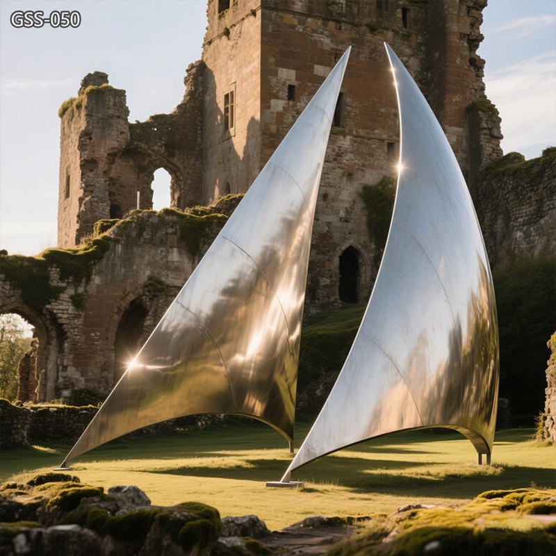 Stainless Steel Abstract Sail Sculpture for Outdoor Landscape