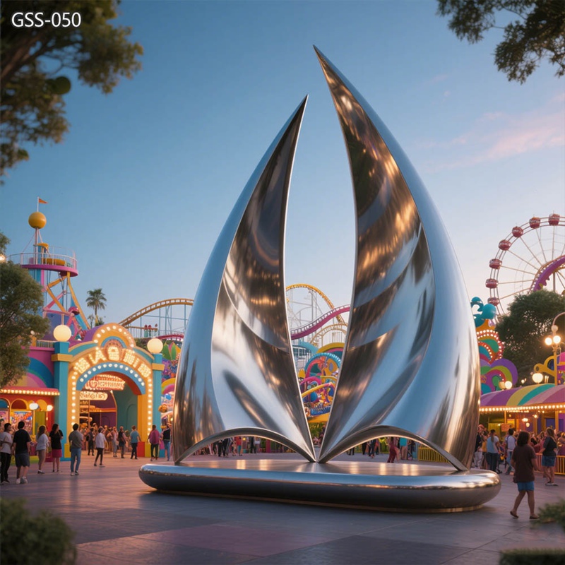 mirror polished Stainless Steel Abstract Sail Sculpture