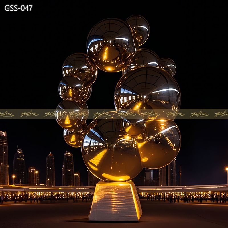 modern Stainless Steel Bubble Ball Large Scale Sculpture