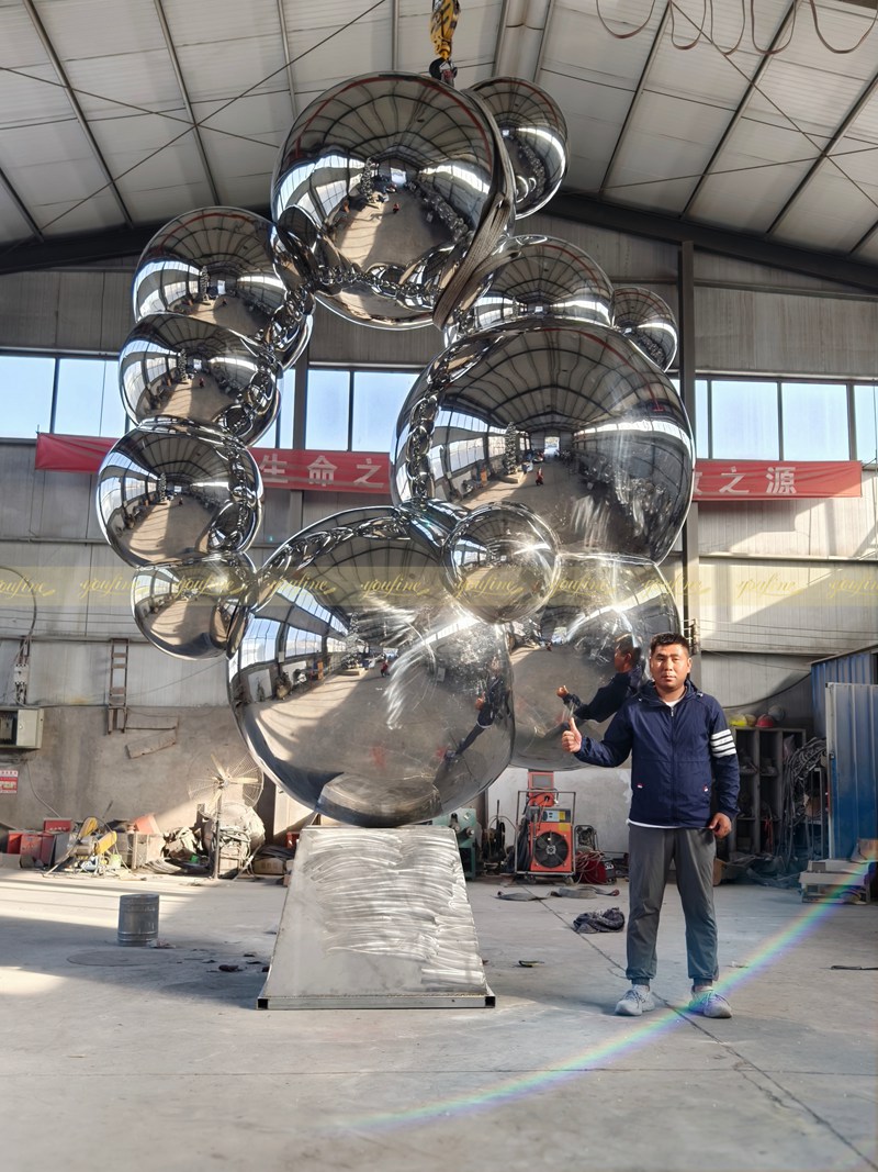 large modern Stainless Steel Bubble Ball Sculpture