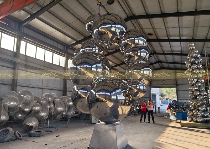 modern Stainless Steel Bubble Ball Sculpture