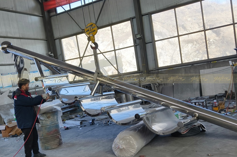 Stainless Steel Huge Sailing Ship Sculpture Project for Roundabout - - 7 huge Stainless steel sailing ship sculpture in production