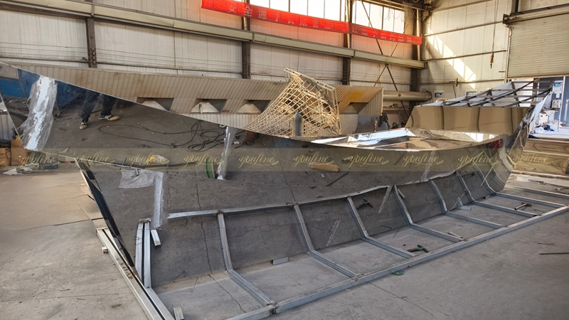 Stainless Steel Huge Sailing Ship Sculpture Project for Roundabout - - 8 huge Stainless steel sailing ship sculpture in production