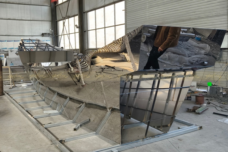 Stainless Steel Huge Sailing Ship Sculpture Project for Roundabout - - 10 huge Stainless steel sailing ship sculpture in production