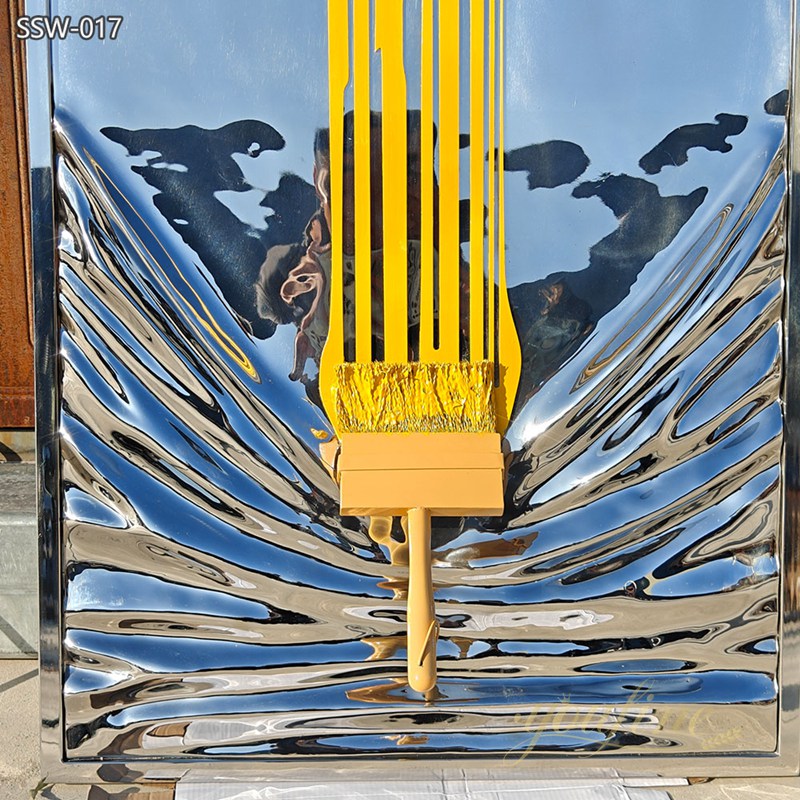 Shiny Yellow Splash Polished Stainless Steel Sculpture - Hotel Lobby Sculptures - 3