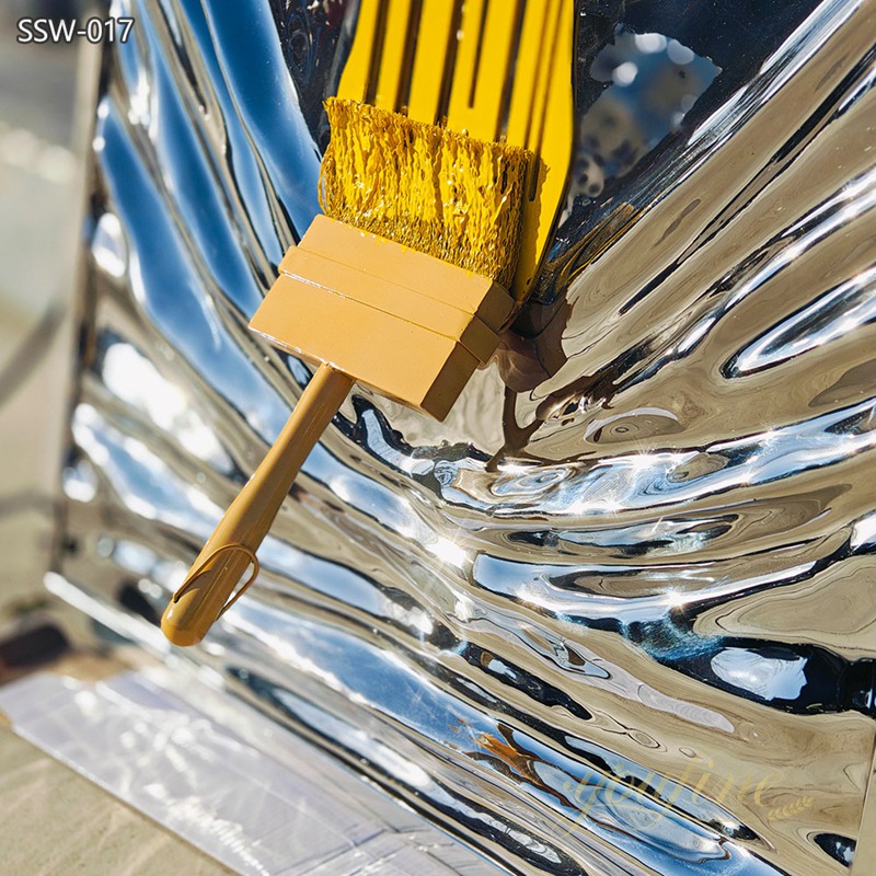 Shiny Yellow Splash Polished Stainless Steel Sculpture - Hotel Lobby Sculptures - 2