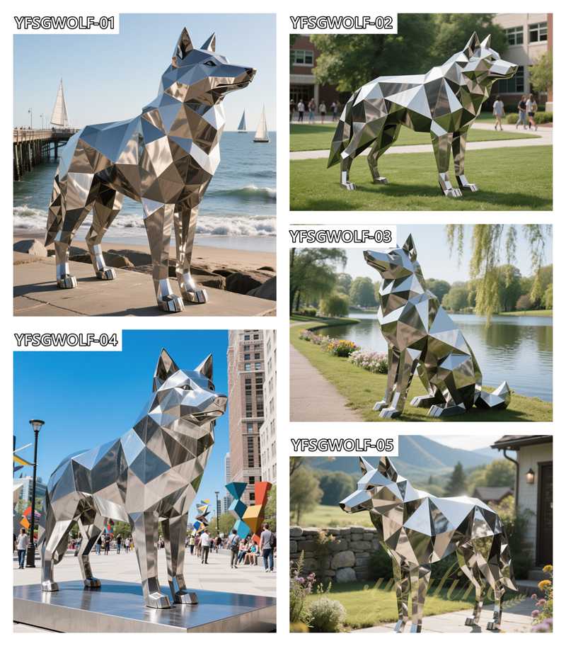 some geometric modern wolf sculpture