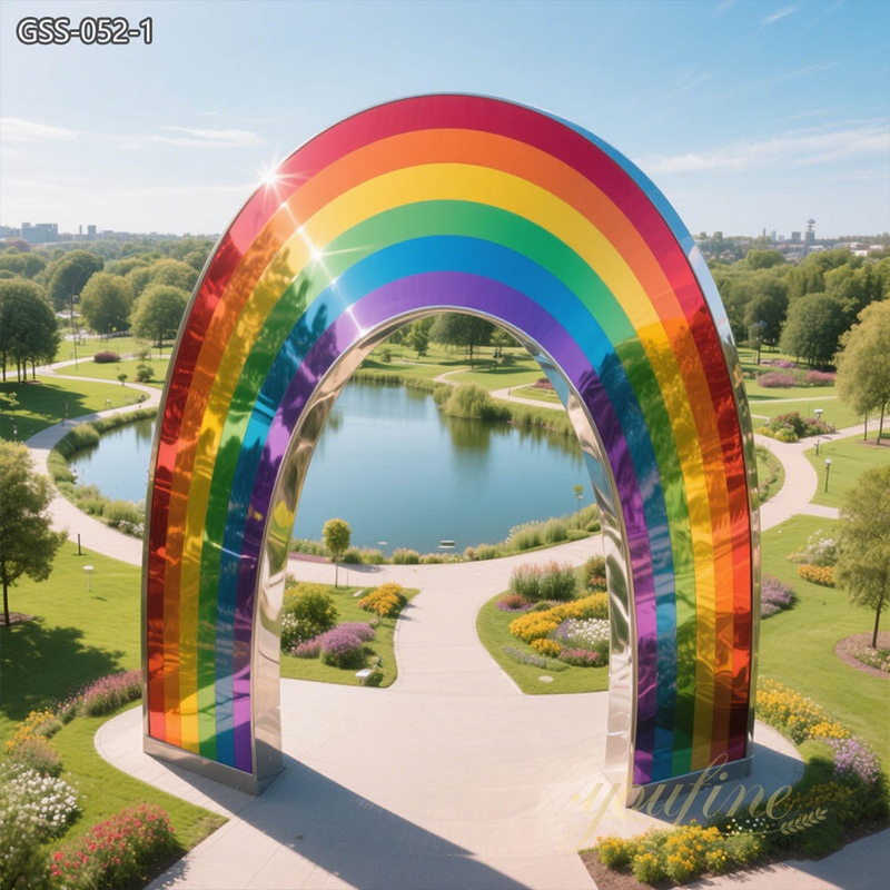 stainless steel huge Modern Metal Rainbow Arch Sculpture for Public