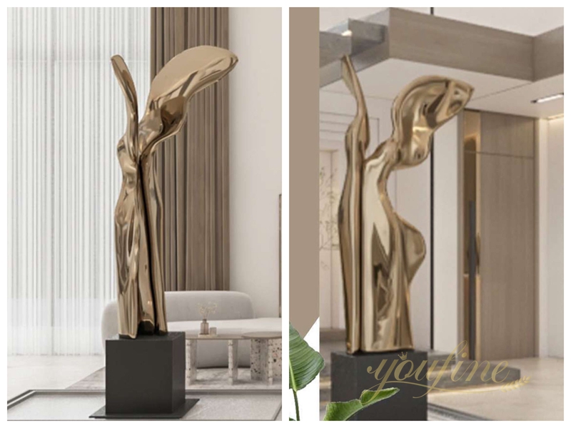 high quality indoor Custom Rose Gold Abstract Stainless Steel Sculpture