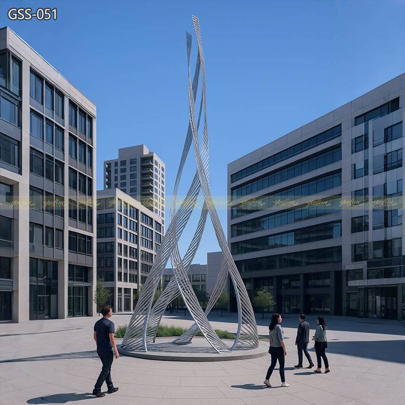Modern Stainless Steel Abstract Rotating Line Sculpture GSS-051