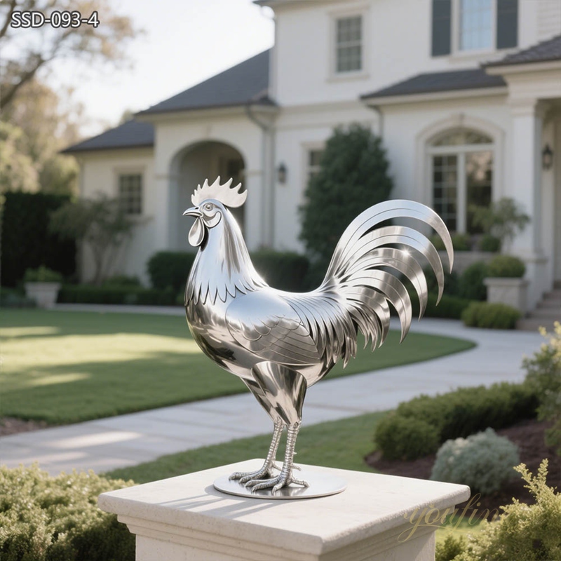 outdoor stainless steel Rooster Sculpture