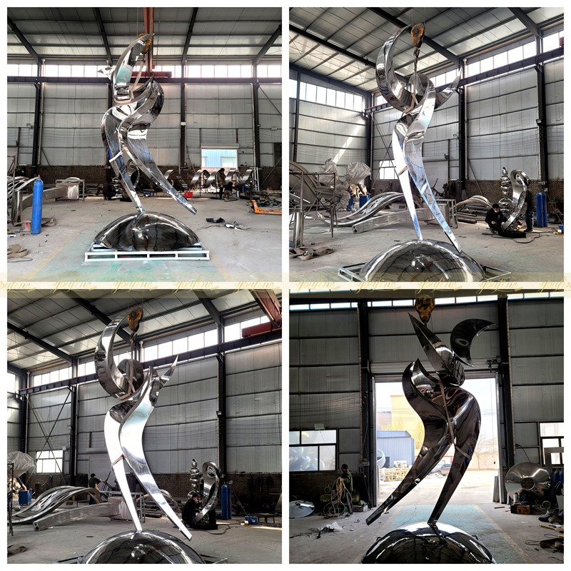 large stainless steel abstract sculpture