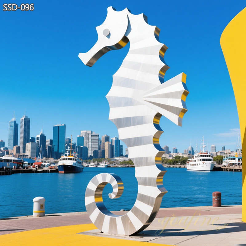 Contemporary Stainless Steel Seahorse Sculpture for Coastal Landscapes SSD-096