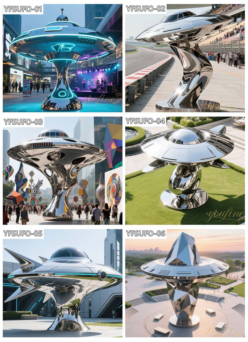 some Large Stainless Steel UFO Sculpture