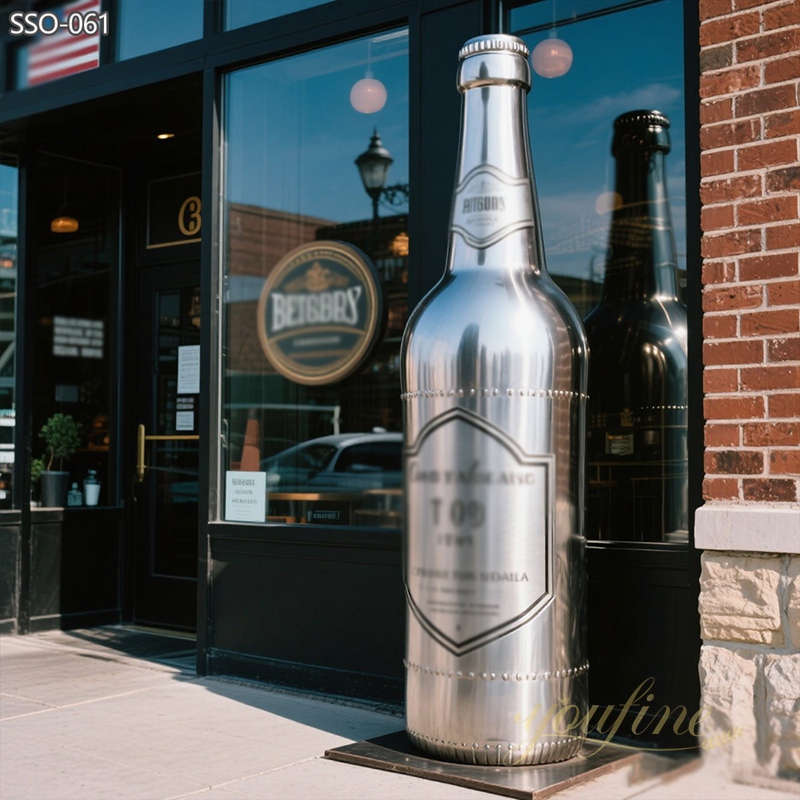 modern Metal Wine Bottle Sculpture