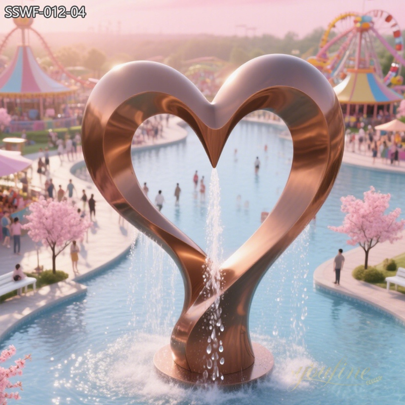 stainless steel heart Fountain Sculpture