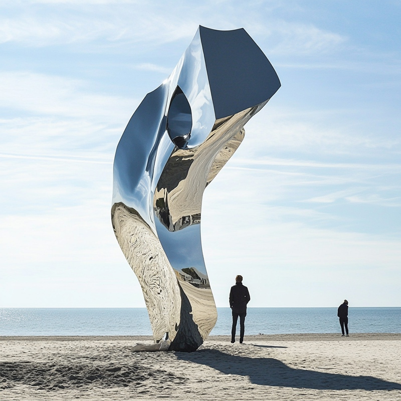 seaside Mirror stainless steel sculpture 