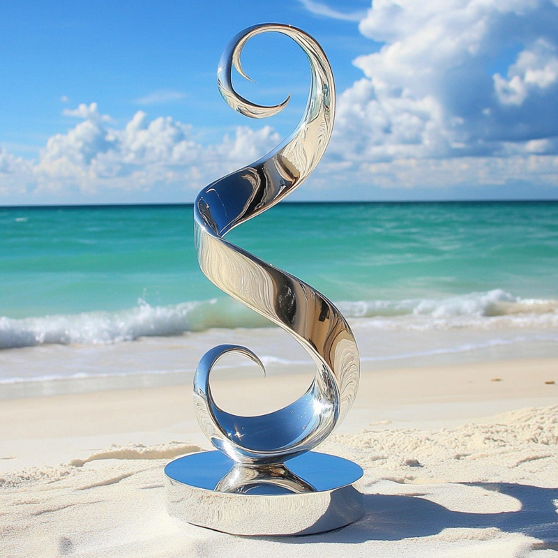seaside Mirror stainless steel sculpture 