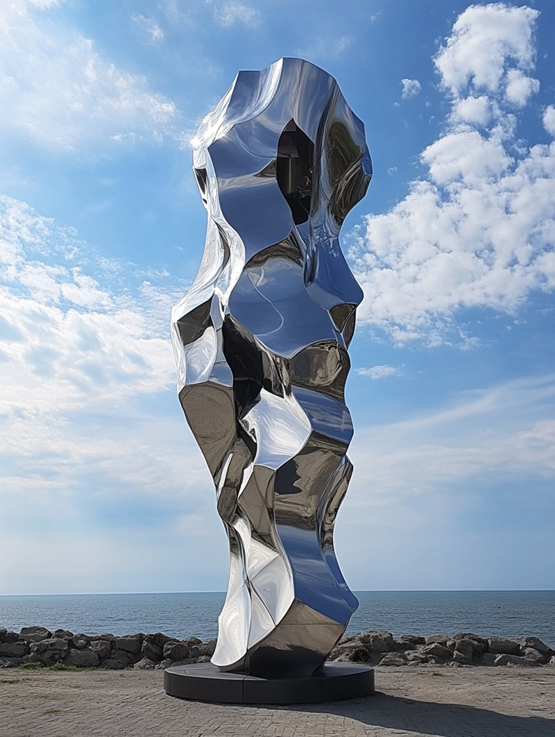seaside Mirror stainless steel sculpture 
