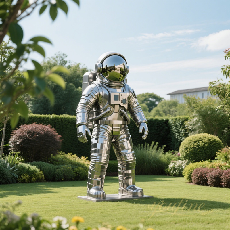 polished Stainless Steel Astronaut Sculpture