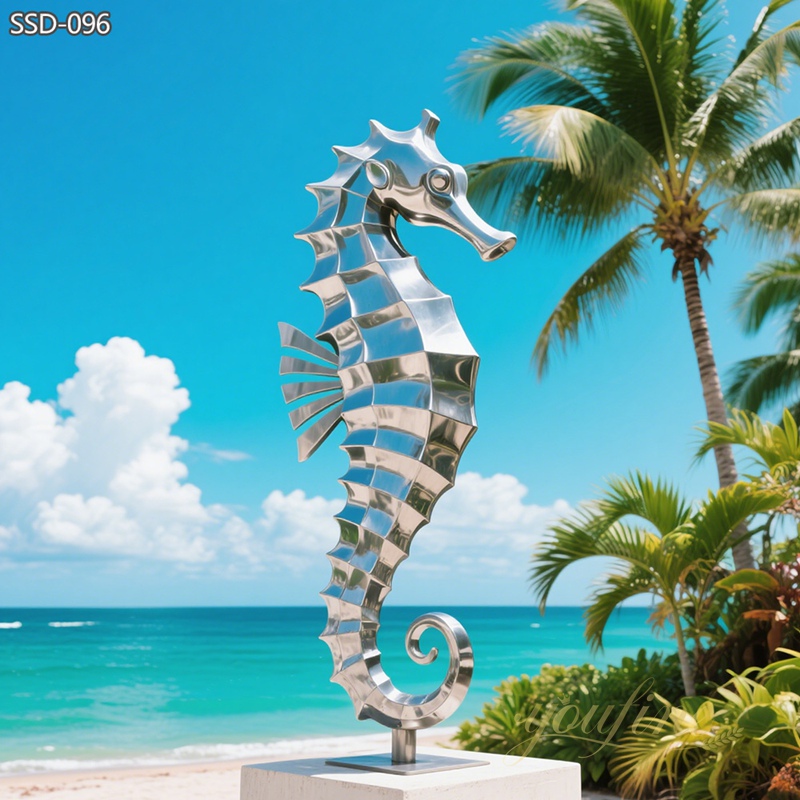 large Stainless Steel Seahorse Sculpture for Coastal Landscapes