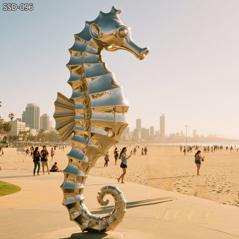 large Stainless Steel Seahorse Sculpture