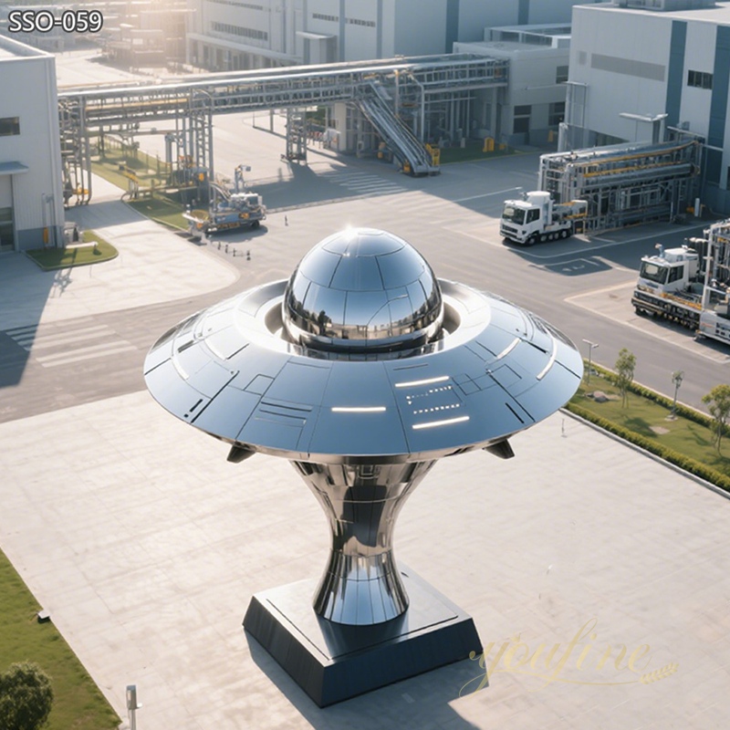 public Stainless Steel UFO Sculpture