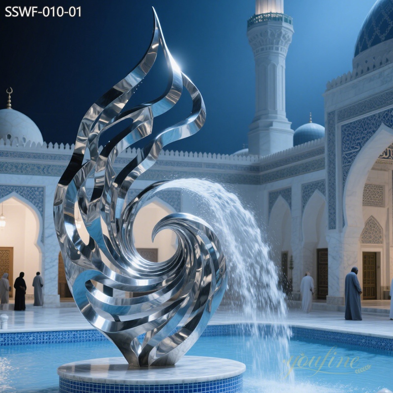 Abstract Ribbon Stainless Steel Sculpture Fountain