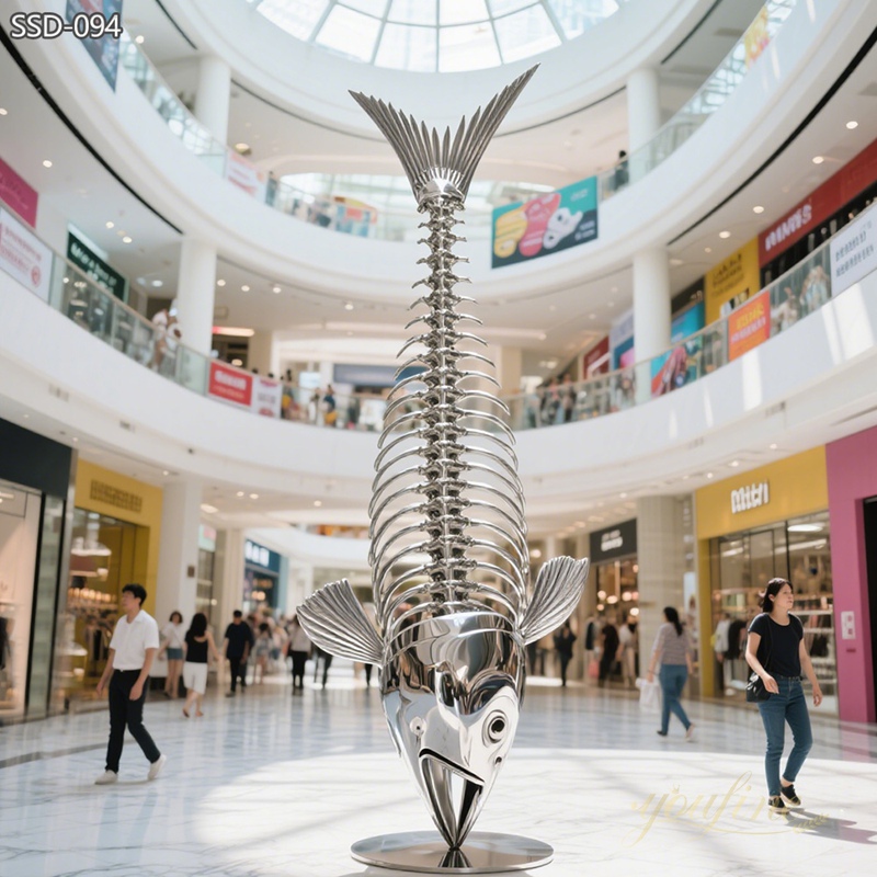 modern large Stainless Steel Fishbone Sculpture