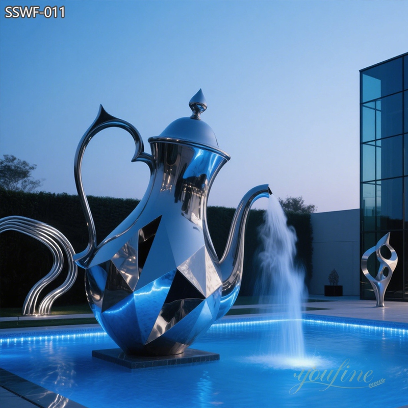 stainless steel modern geometric Arabic Teapot Sculpture Fountain