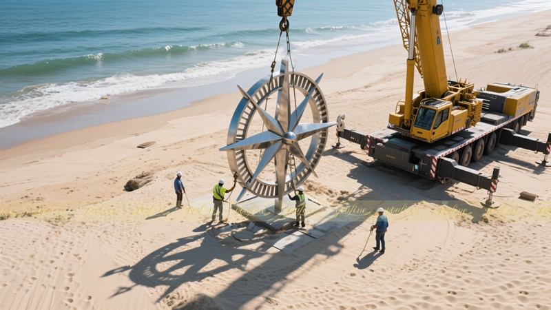 large stainless steel Nautical Compass Sculpture installation
