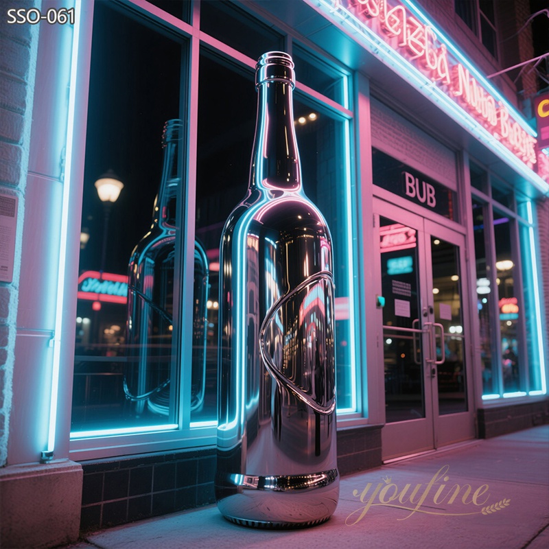 outdoor stainless steel Wine Bottle Sculpture