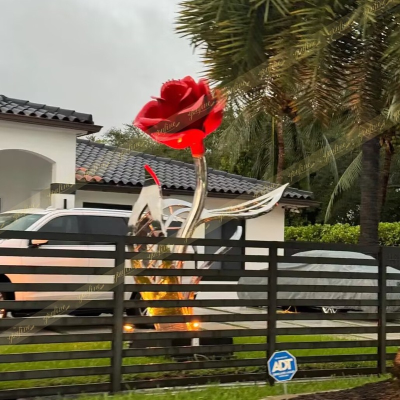 feedback of stainless steel rose sculpture
