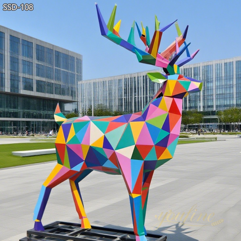 modern Colorful Geometric Outdoor Art Deer Sculpture