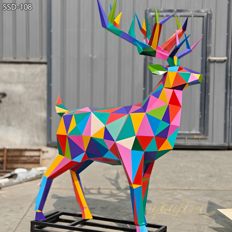 modern Colorful Outdoor Art Garden Deer Sculpture