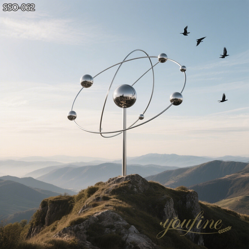 outdoor Futuristic Solar System Stainless Steel Planet Sculpture