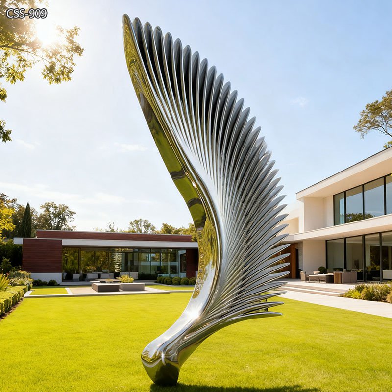 Ken Kelleher Large Mirror Stainless Steel Wing Sculpture for Public CSS-909