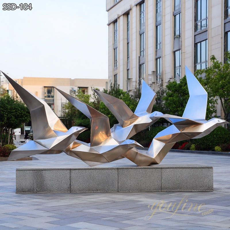 stainless steel Large Abstract Flying Birds Sculpture