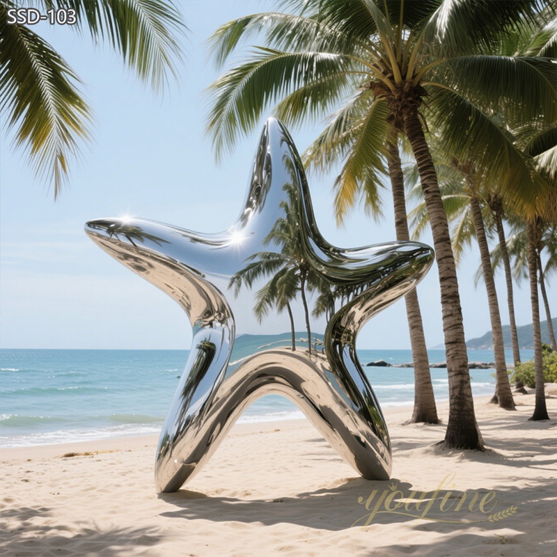 modern Large Coastal Art Stainless Steel Starfish Sculpture