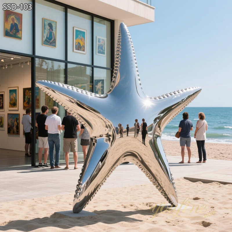modern Large Coastal Marine Art Stainless Steel Starfish Sculpture