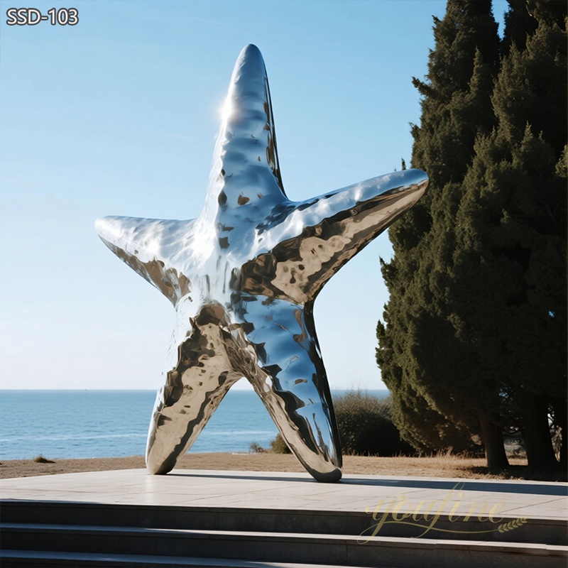 modern Large Coastal Marine Art Stainless Steel Starfish Sculpture
