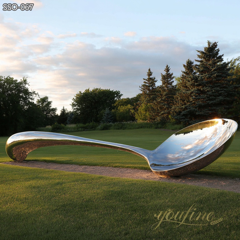 public Large Modern Stainless Steel Spoon Sculpture