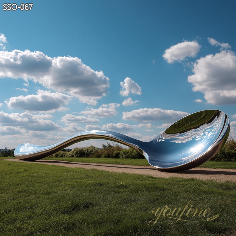 public Large Outdoor Stainless Steel Spoon Sculpture