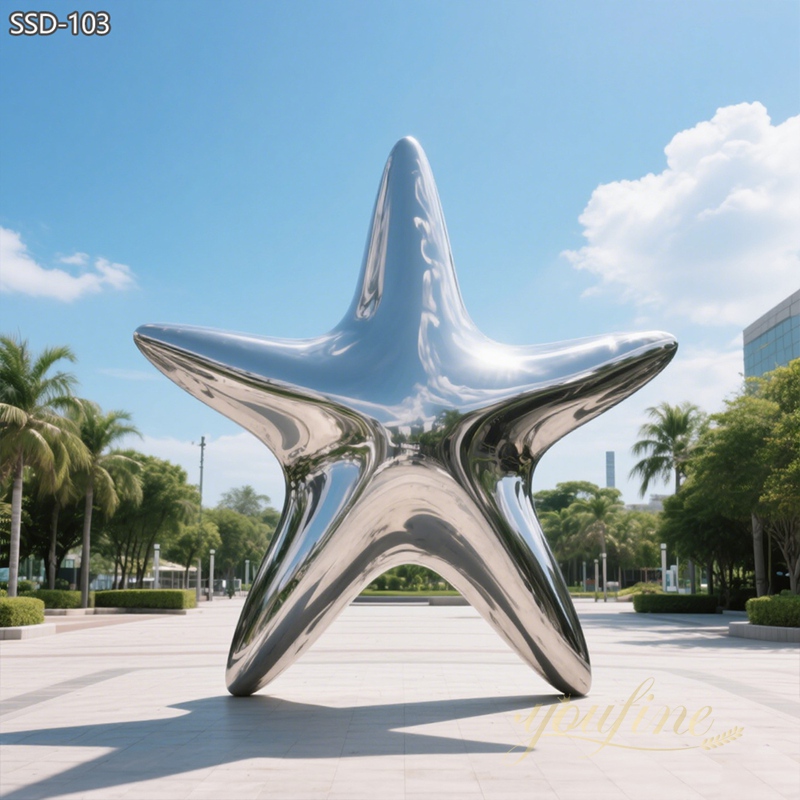 modern Large Coastal Marine Art Stainless Steel Starfish Sculpture