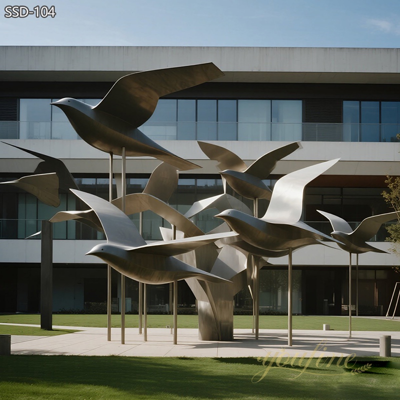 stainless steel Modern Abstract Flying Birds Sculpture